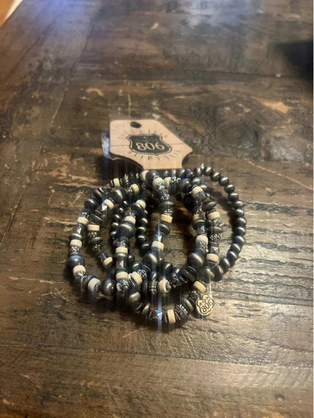 5 piece Silver Bead Bracelet Stack NWT